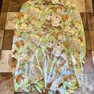 VTG 1970s Cannon Monticello Noahs Ark Animals Full Fitted Sheet Ray‎ Cruz Artist